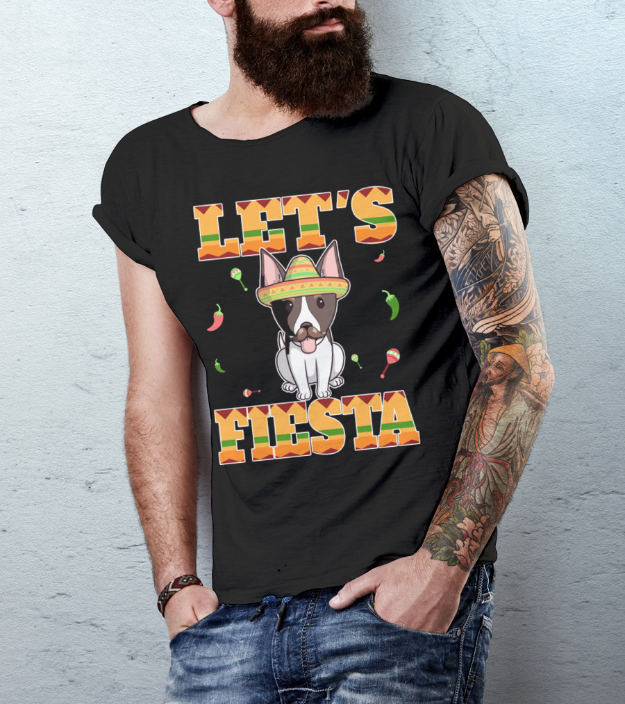 LET'S FIESTA RAT TERRIER DOG CINCO DE MAYO WITH SOMBRERO AND MARACAS T-Shirt