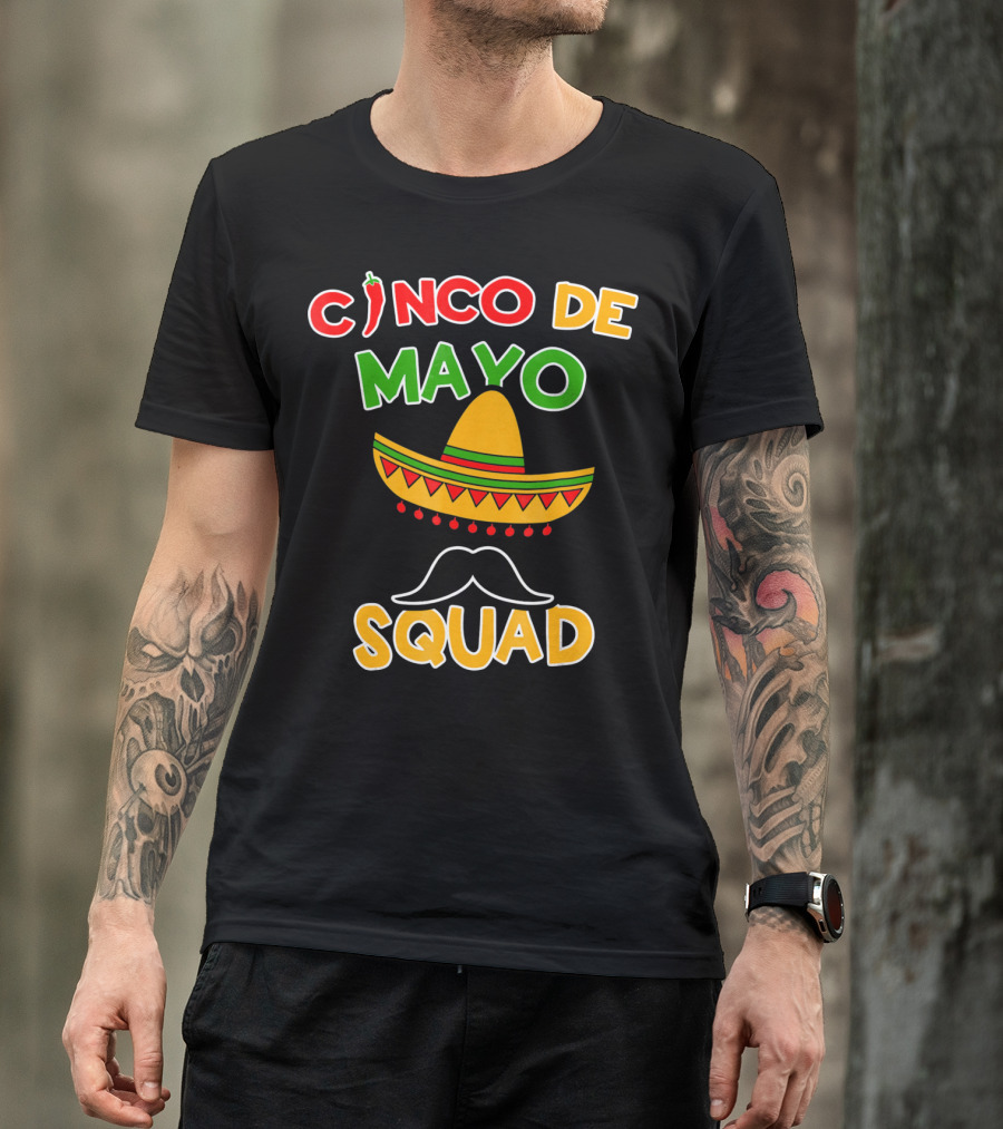 Cinco De Mayo Squad Sombrero Mustache Pepper Fiesta T-Shirt