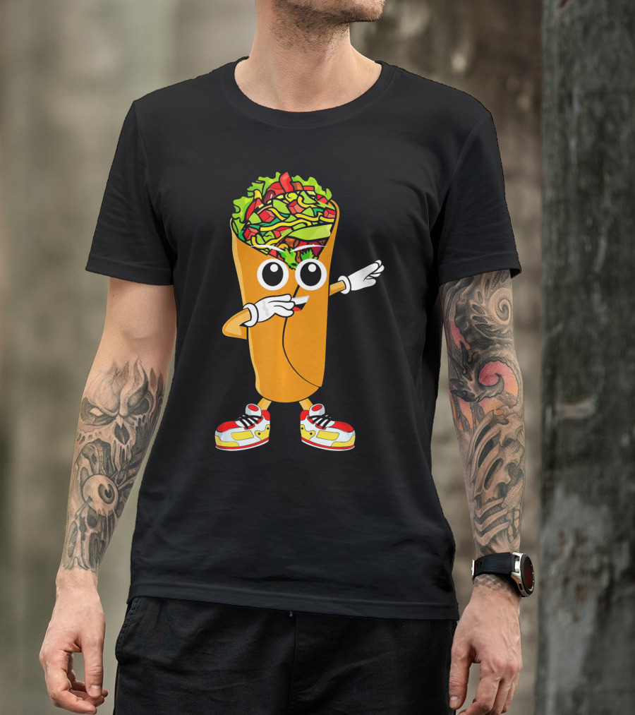 Dabbing Burrito Cartoon Dab Dance With Sneakers T-Shirt