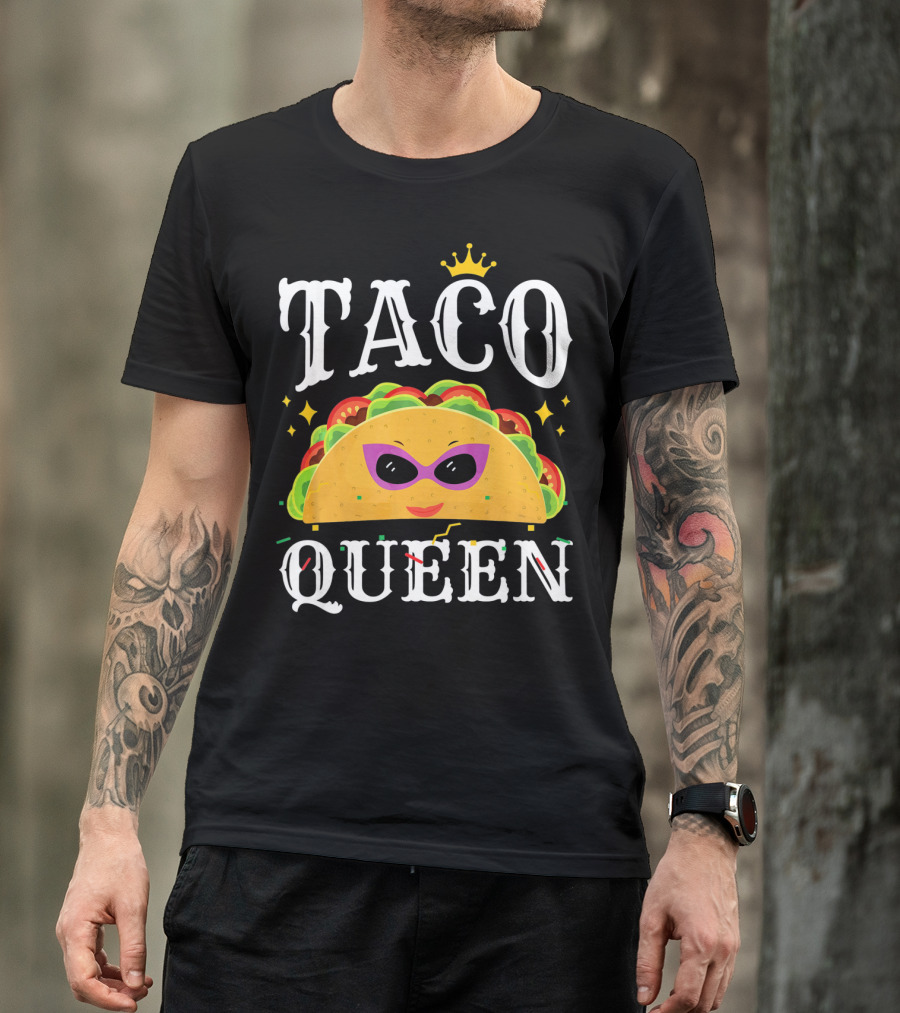 Taco Queen Cinco De Mayo Crown And Sunglasses T-Shirt