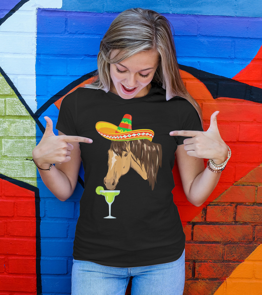 Cute Horse Sombrero Margarita Cinco De Mayo T-Shirt