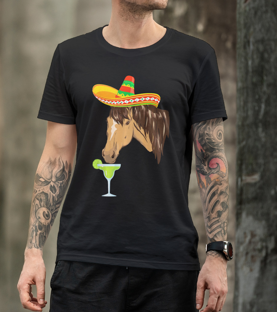 Cute Horse Sombrero Margarita Cinco De Mayo T-Shirt