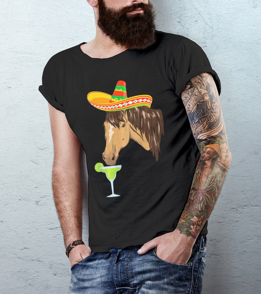 Cute Horse Sombrero Margarita Cinco De Mayo T-Shirt
