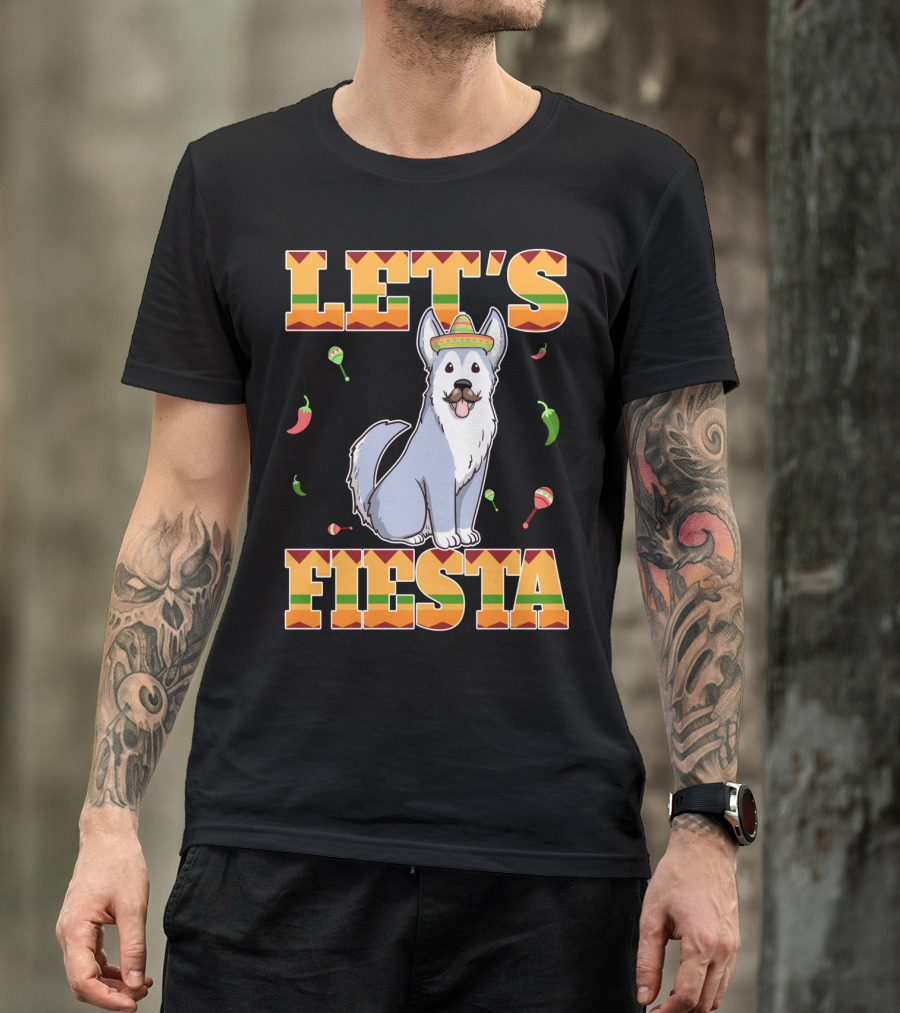 Let's Fiesta Husky Dog Sombrero Cinco De Mayo T-Shirt