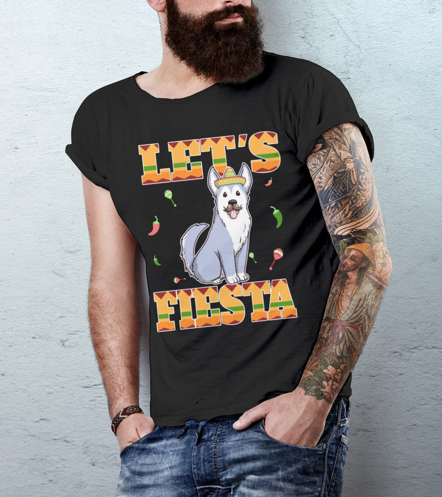 Let's Fiesta Husky Dog Sombrero Cinco De Mayo T-Shirt