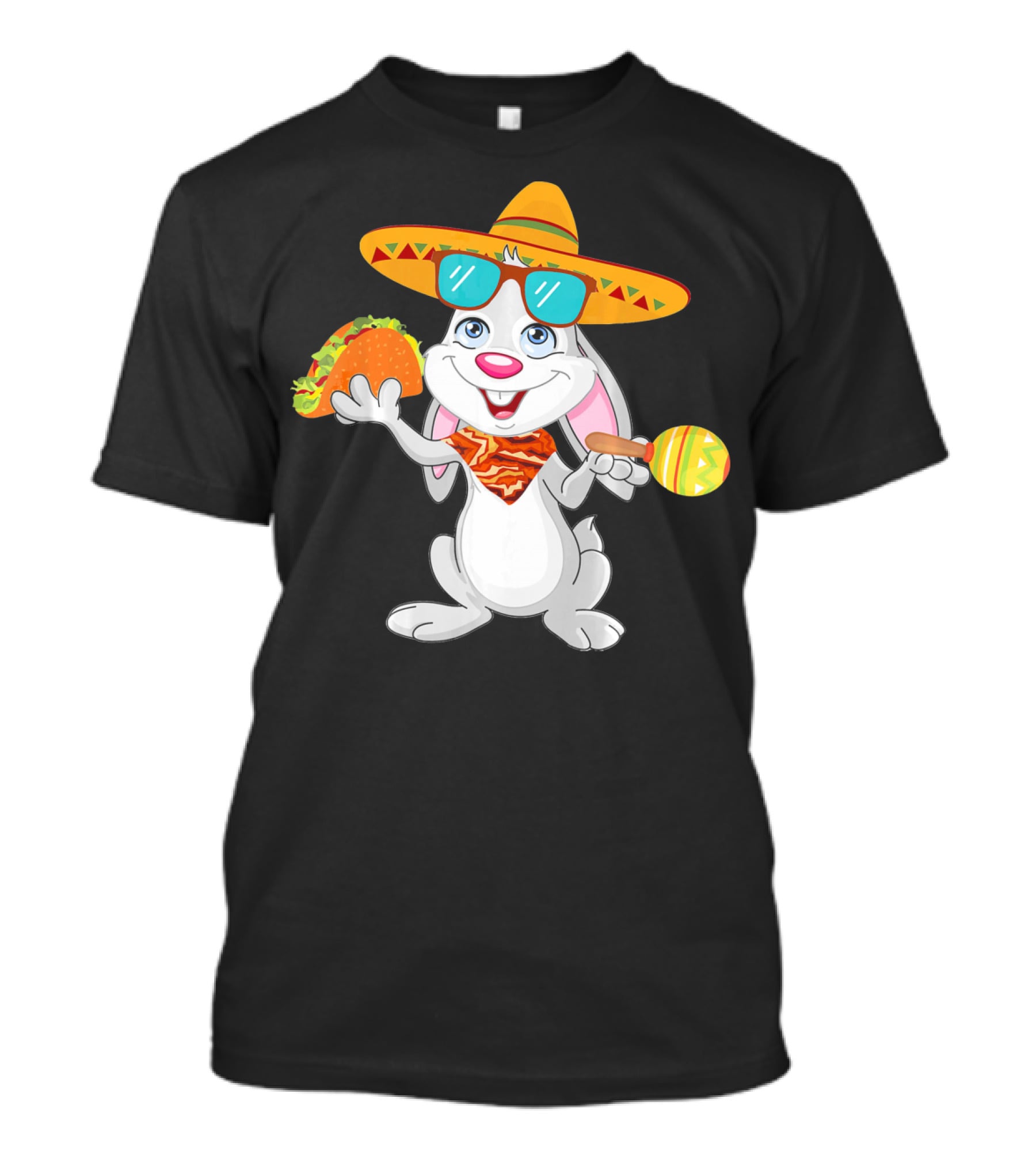 Easter Bunny With Taco And Sombrero For Cinco De Mayo T-Shirt