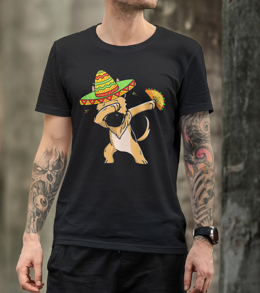 German Shepherd Dabbing With Taco And Sombrero Cinco De Mayo Fun T-Shirt