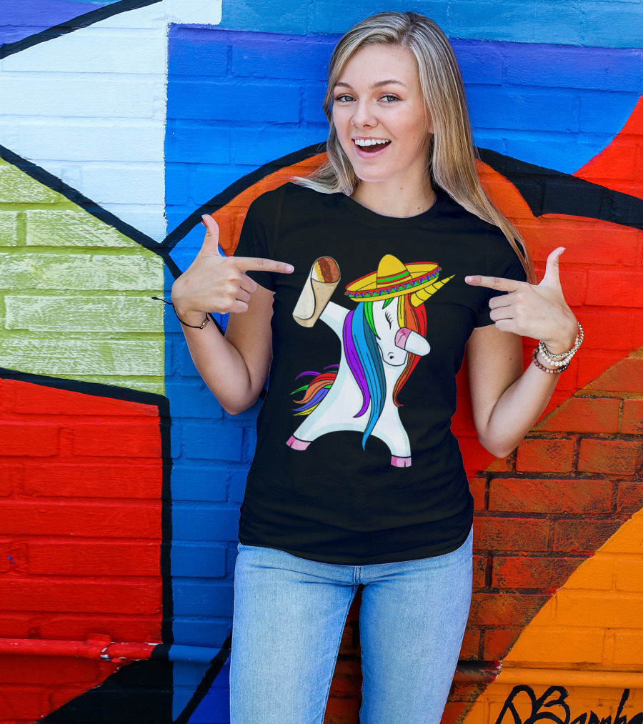 Cinco De Mayo Dabbing Unicorn Sombrero Burrito T-Shirt