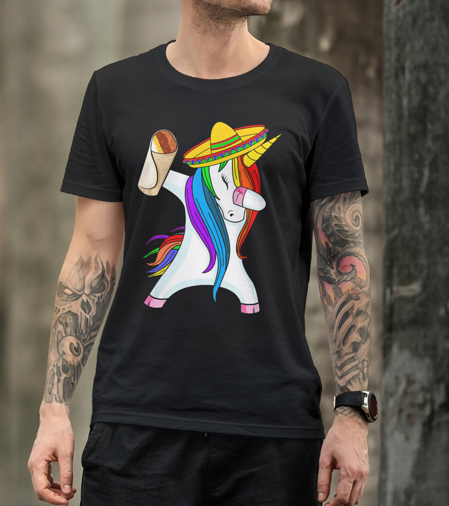 Cinco De Mayo Dabbing Unicorn Sombrero Burrito T-Shirt