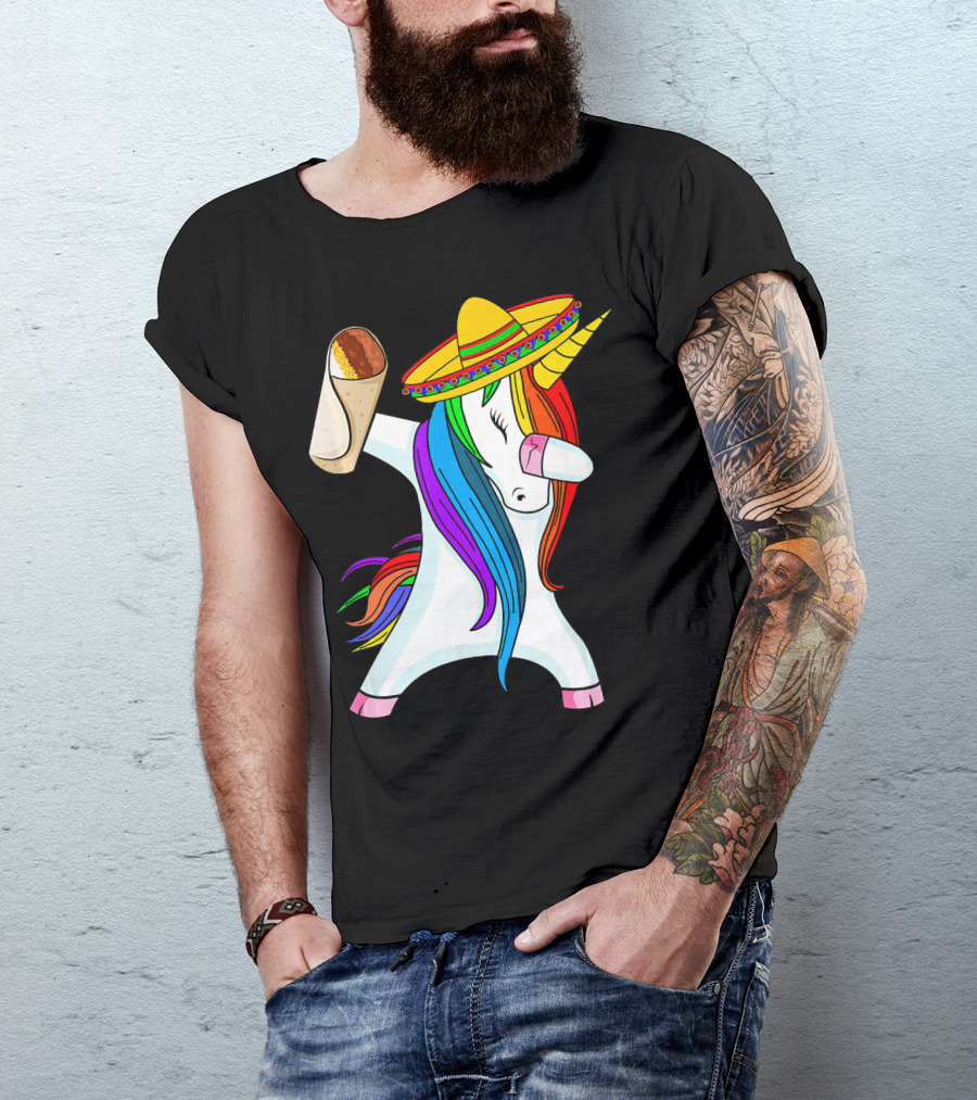 Cinco De Mayo Dabbing Unicorn Sombrero Burrito T-Shirt