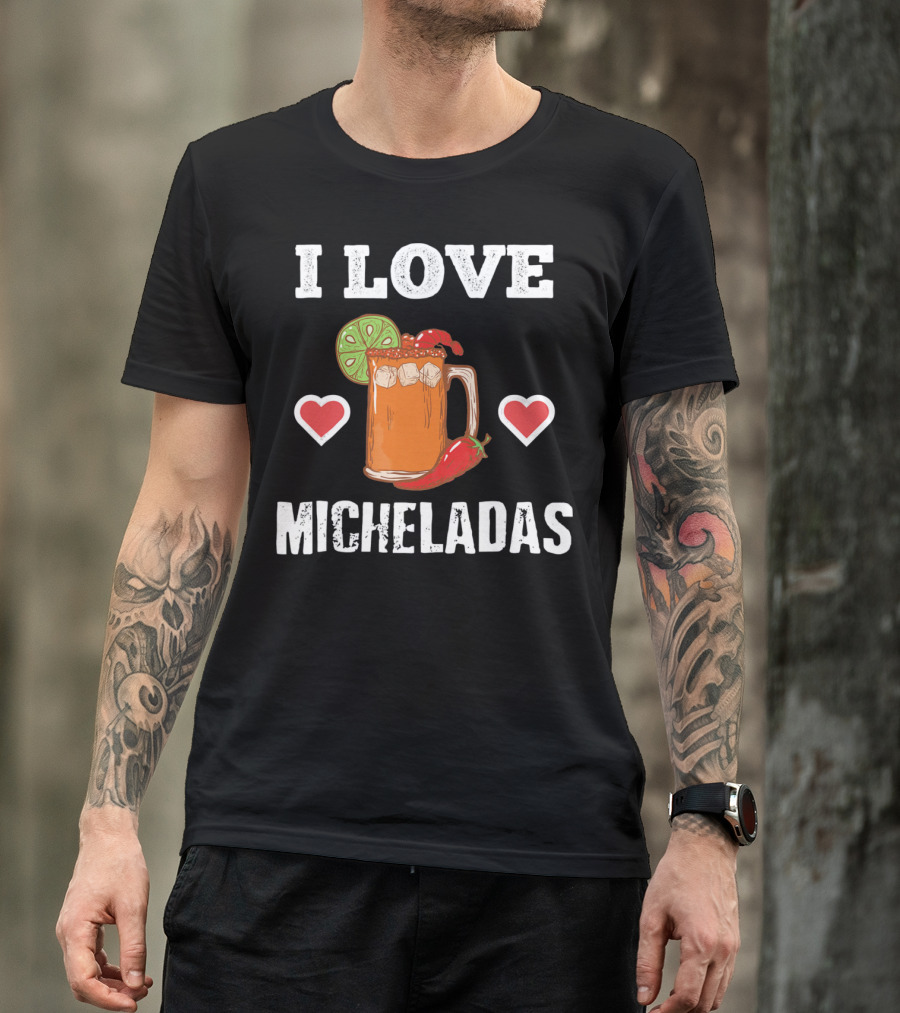 Cinco De Mayo I Love Micheladas Hearts Lime Pepper T-Shirt