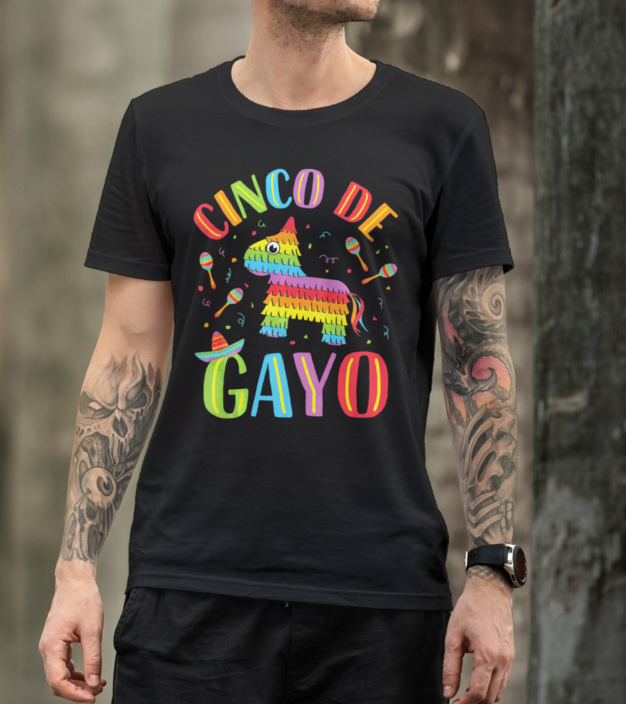Cinco De Gayo Rainbow Pinata Maracas Fiesta T-Shirt