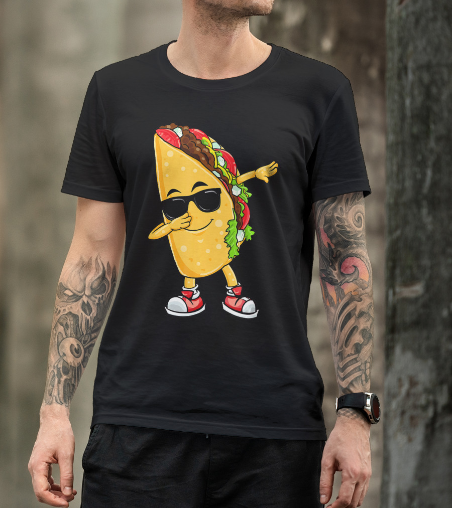 Dabbing Taco Cinco De Mayo Celebration Fun With Sunglasses T-Shirt