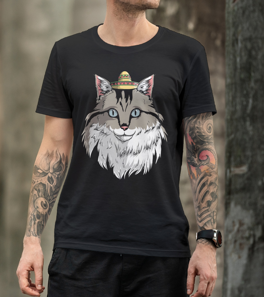 Maine Coon Cat Sombrero Fiesta Cinco De Mayo T-Shirt