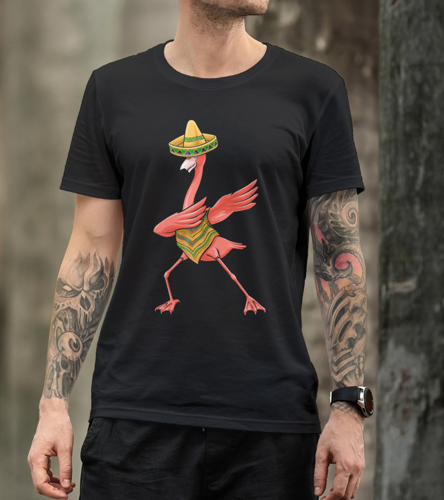 Cinco De Mayo Flamingo Dabbing Dab Sombrero T-Shirt