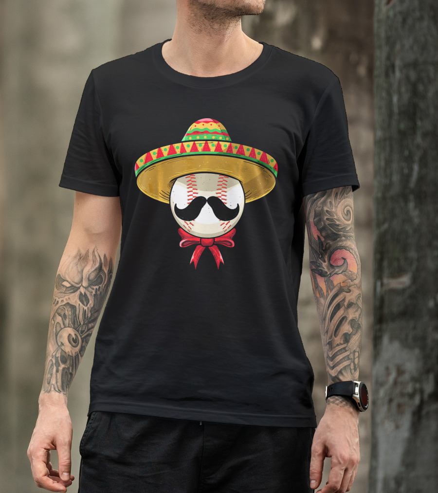 Cinco De Mayo Mexican Baseball Sombrero Mustache T-Shirt