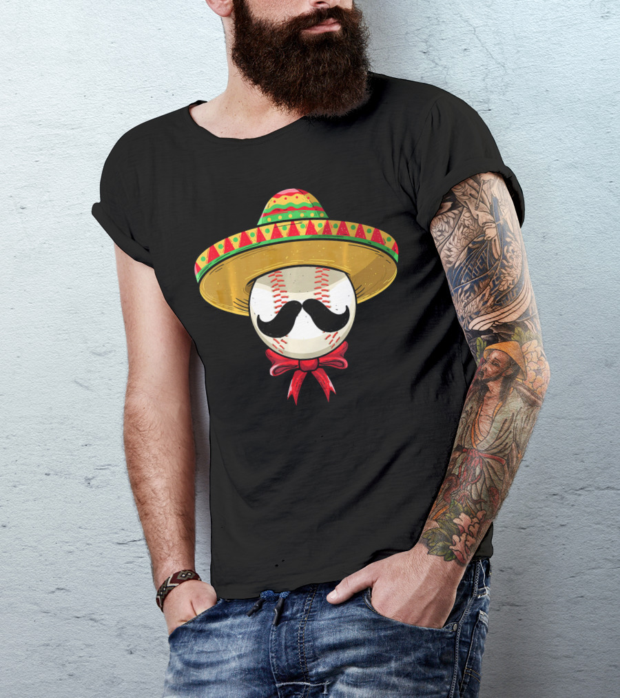 Cinco De Mayo Mexican Baseball Sombrero Mustache T-Shirt