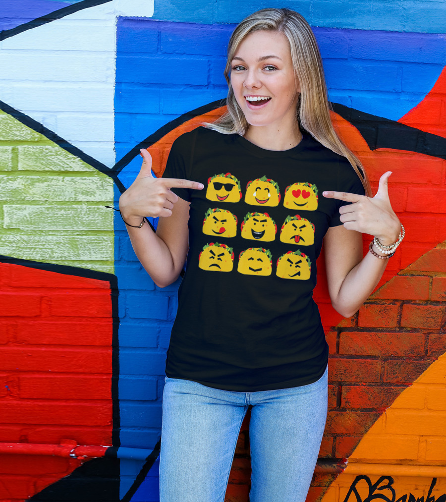 Cinco De Mayo Taco Emoji Faces Mexican Fun T-Shirt