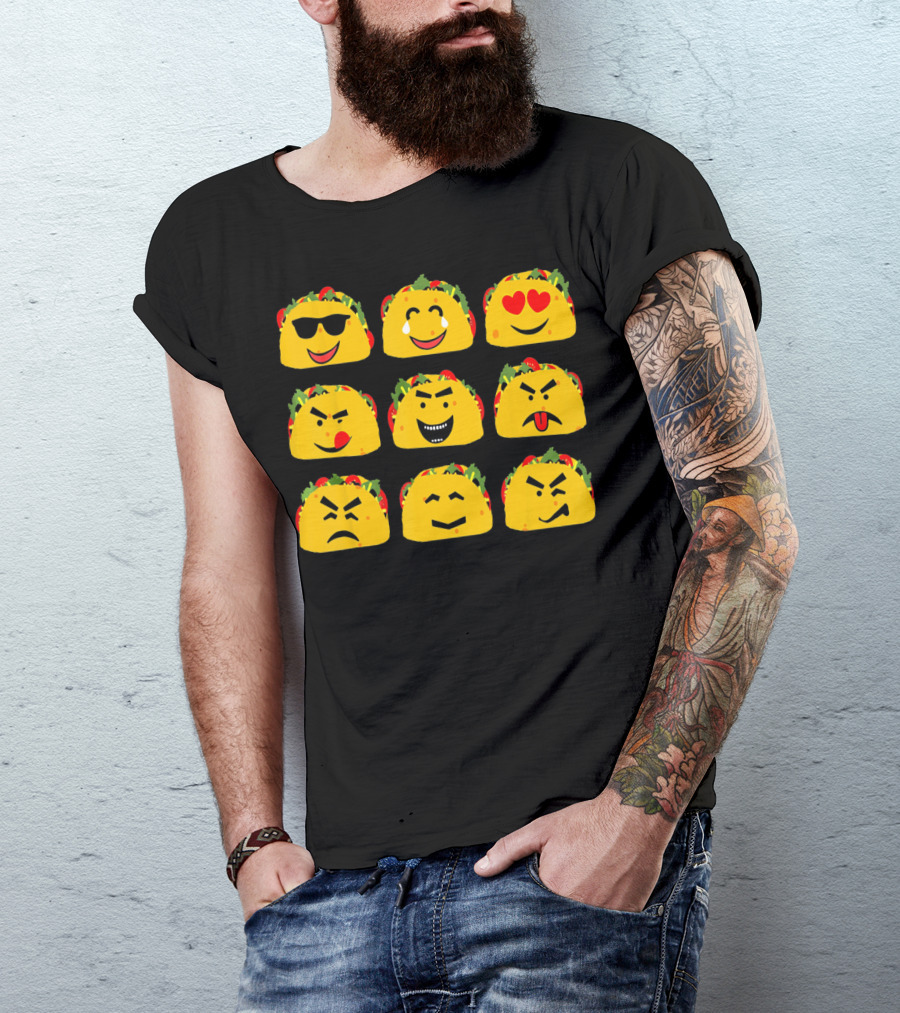 Cinco De Mayo Taco Emoji Faces Mexican Fun T-Shirt