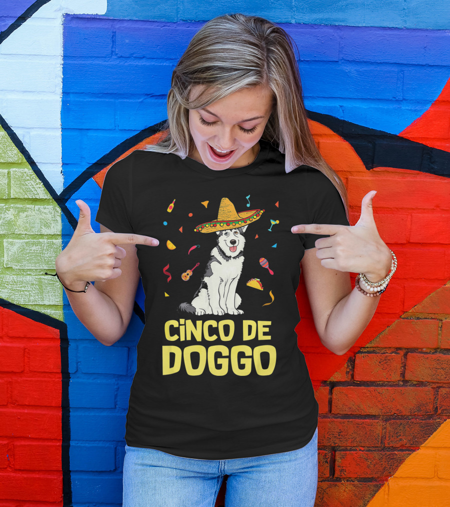 Cinco De Doggo Funny Taco Sombrero Husky T-Shirt