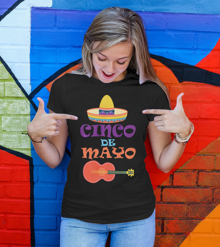 Cinco De Mayo Fiesta Sombrero And Guitar T-Shirt