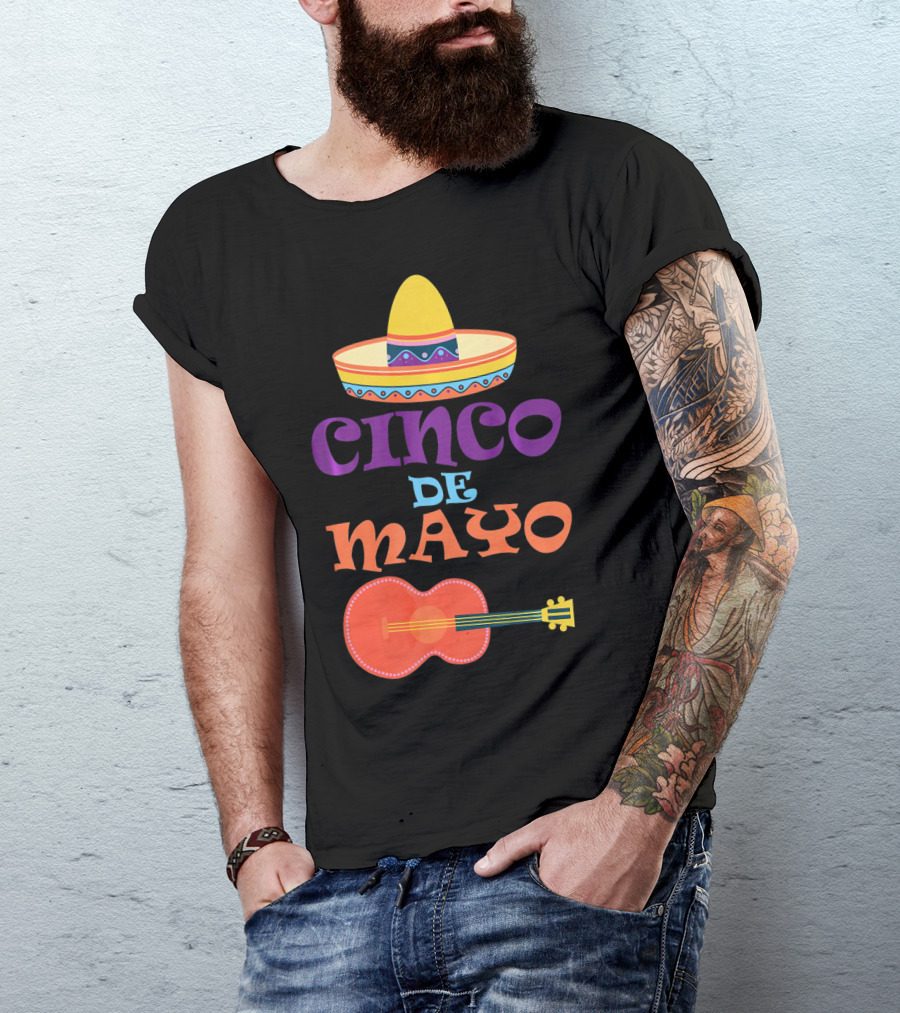 Cinco De Mayo Fiesta Sombrero And Guitar T-Shirt