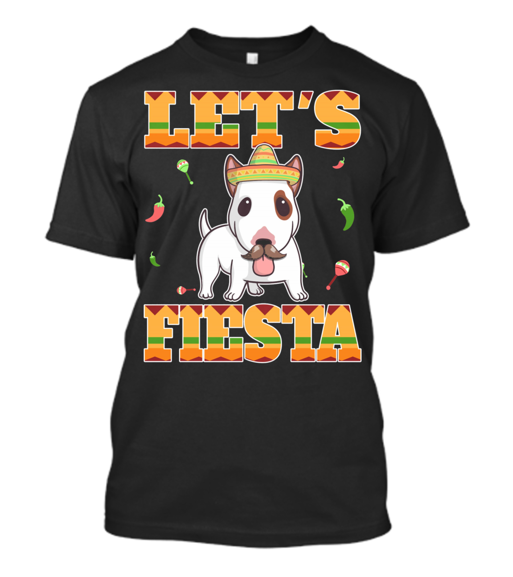 Let's Fiesta Bull Terrier Dog Cinco De Mayo T-Shirt