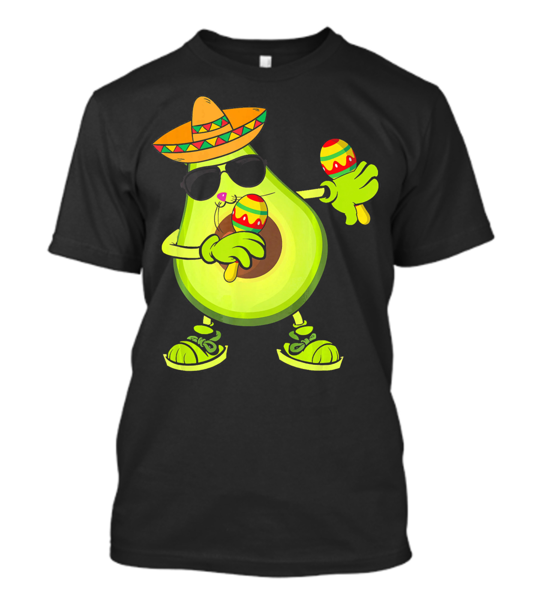 Dancing Avocado With Sombrero And Maracas T-Shirt