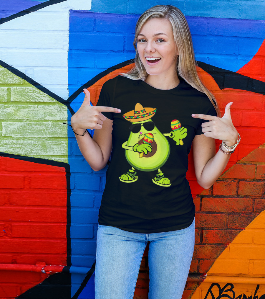 Dancing Avocado With Sombrero And Maracas T-Shirt