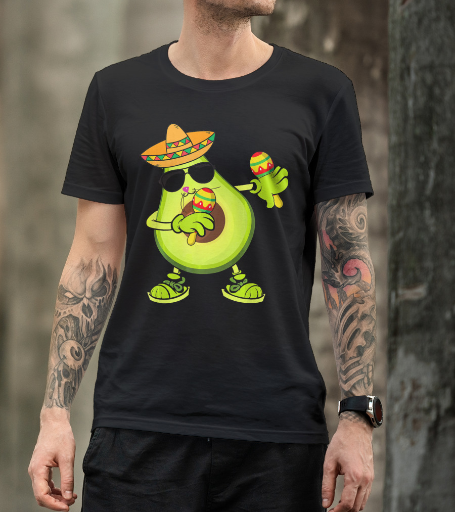 Dancing Avocado With Sombrero And Maracas T-Shirt