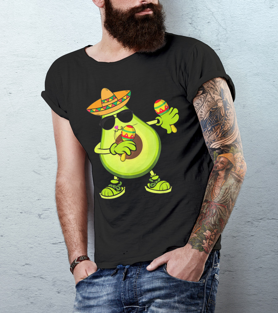 Dancing Avocado With Sombrero And Maracas T-Shirt