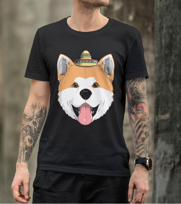 Akita Dog Sombrero Cinco De Mayo Fiesta T-Shirt