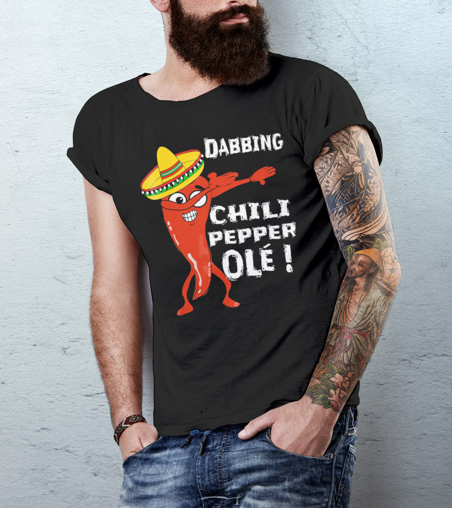 Dabbing Chili Pepper Olé Cinco With Sombrero T-Shirt