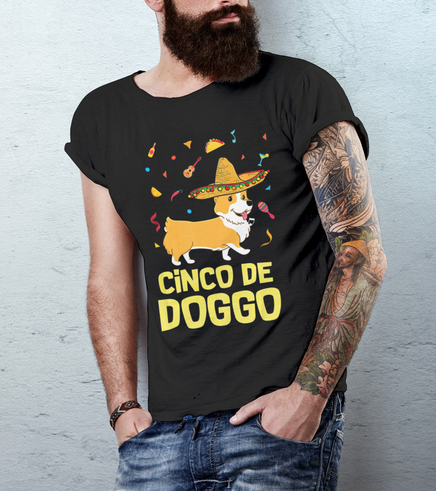 Cinco De Doggo Funny Taco Sombrero Corgi T-Shirt