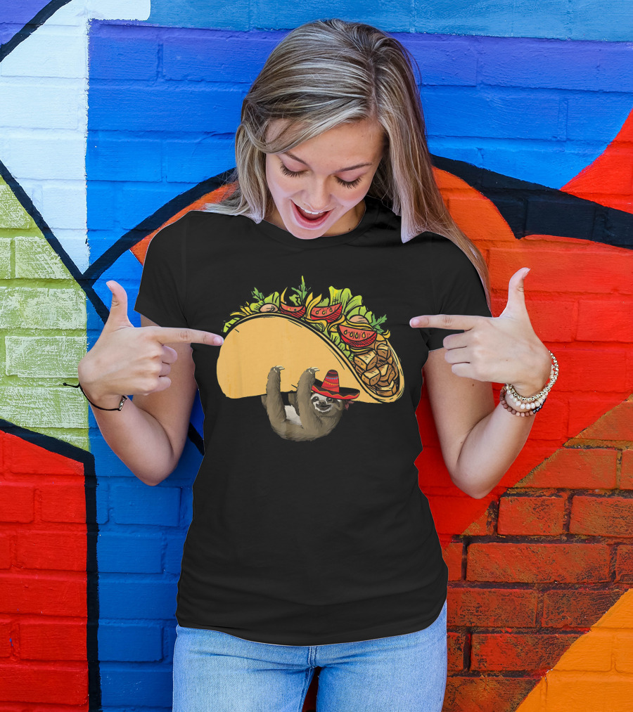 Cinco De Mayo Sloth Sombrero Taco Fiesta T-Shirt