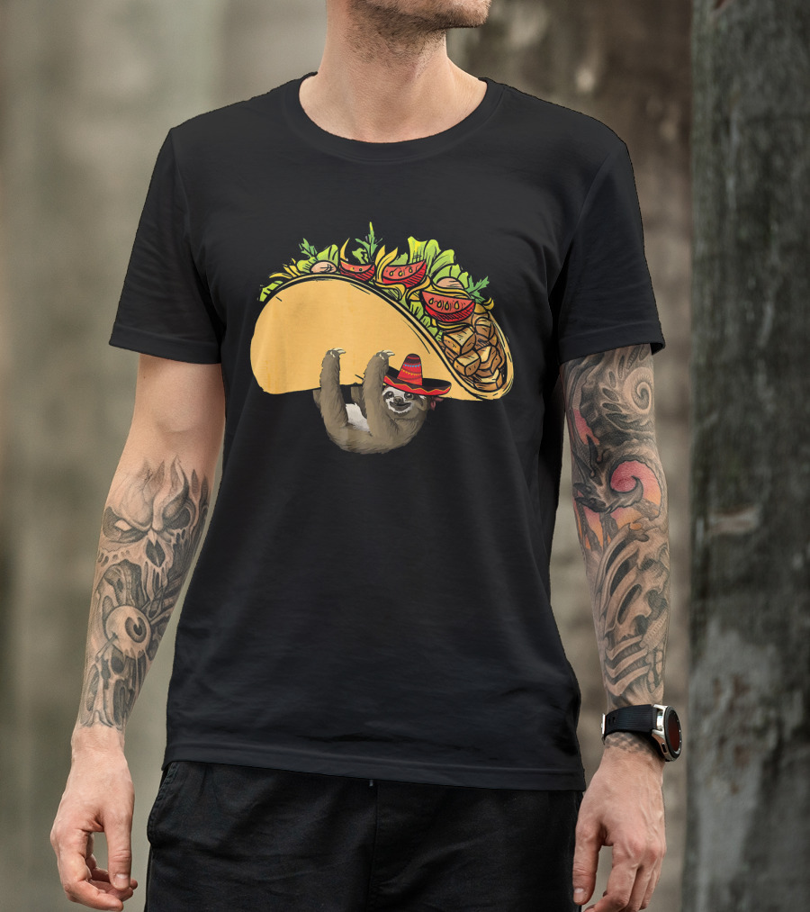 Cinco De Mayo Sloth Sombrero Taco Fiesta T-Shirt