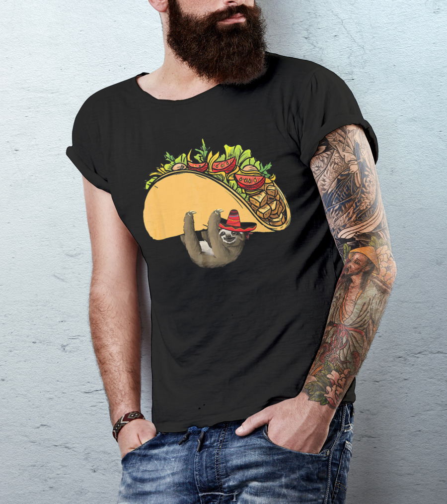 Cinco De Mayo Sloth Sombrero Taco Fiesta T-Shirt
