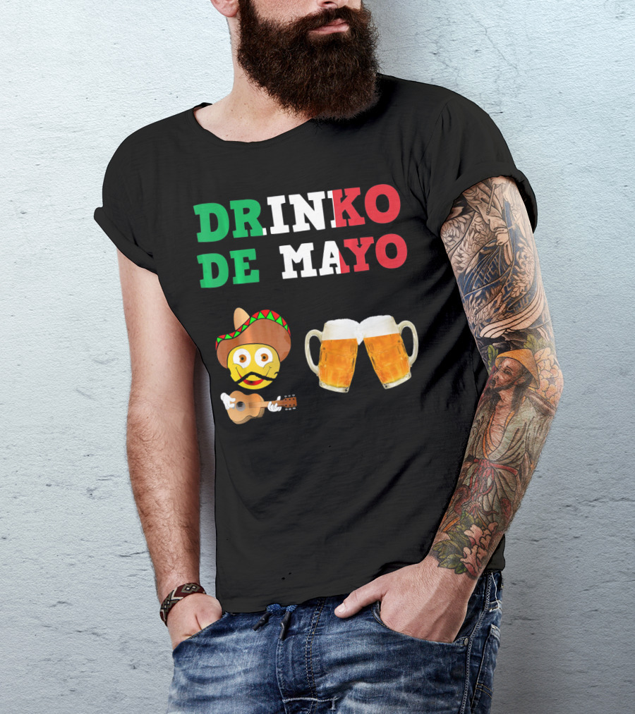 Drinko De Mayo Sombrero Guitar Emoji Beer Mugs T-Shirt