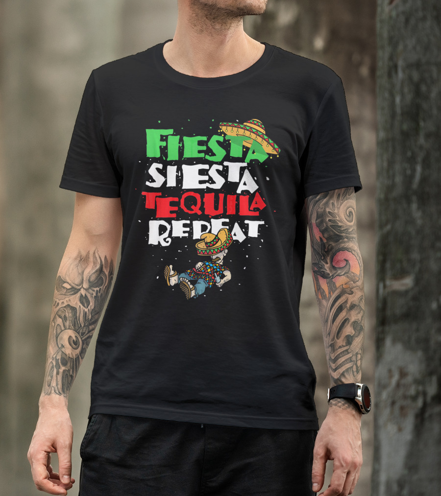 Fiesta Siesta Tequila Repeat Sombrero T-Shirt