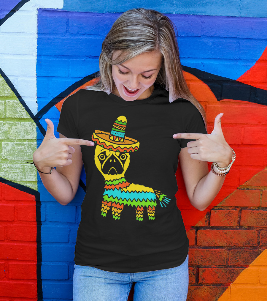 Cinco De Mayo Pug Pinata Wearing Sombrero T-Shirt