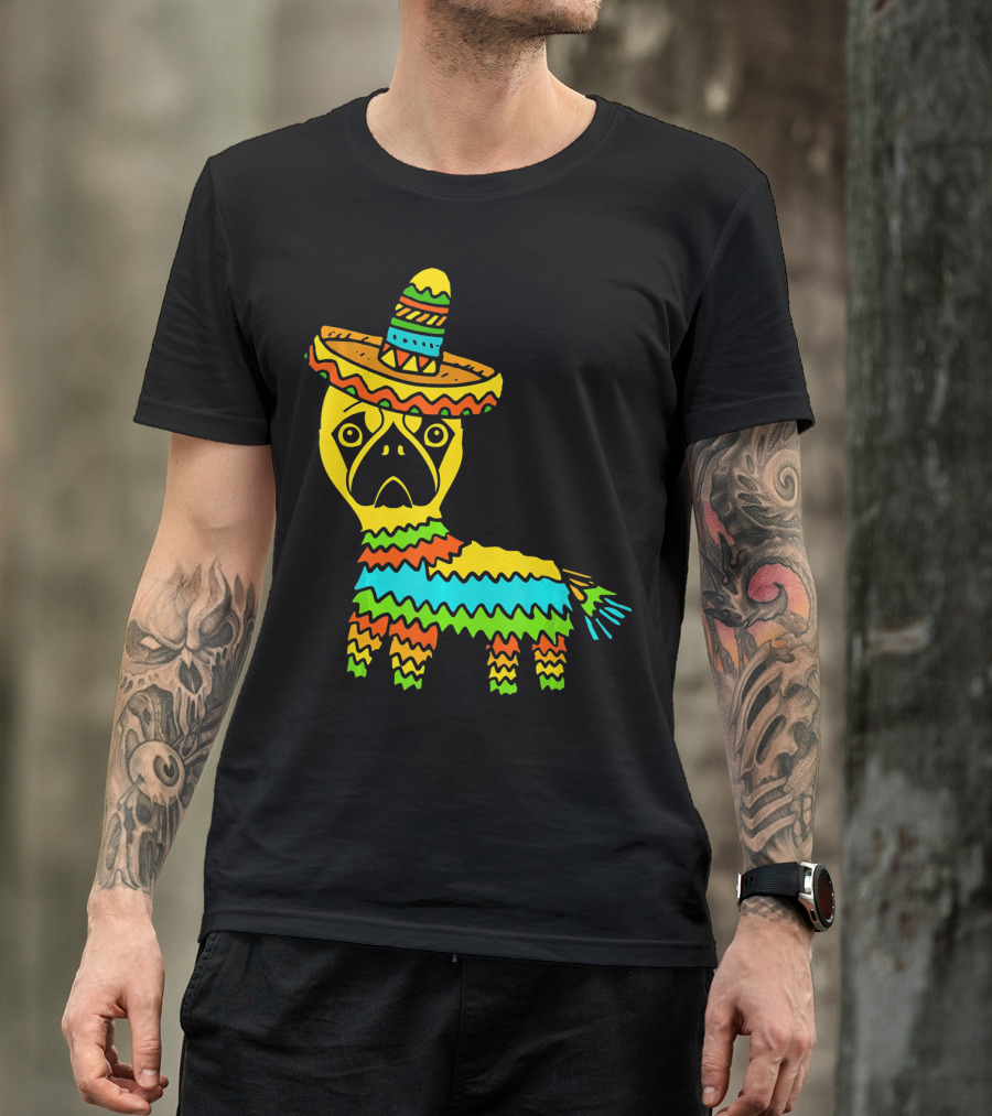 Cinco De Mayo Pug Pinata Wearing Sombrero T-Shirt