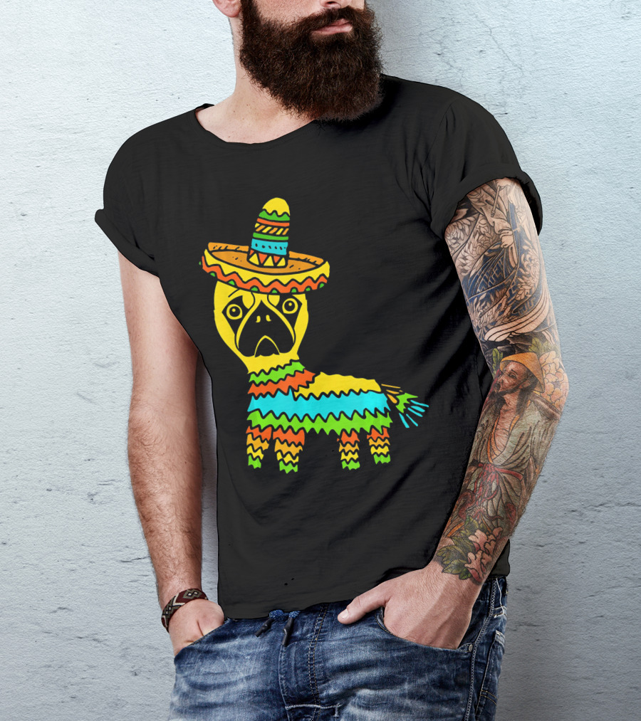 Cinco De Mayo Pug Pinata Wearing Sombrero T-Shirt