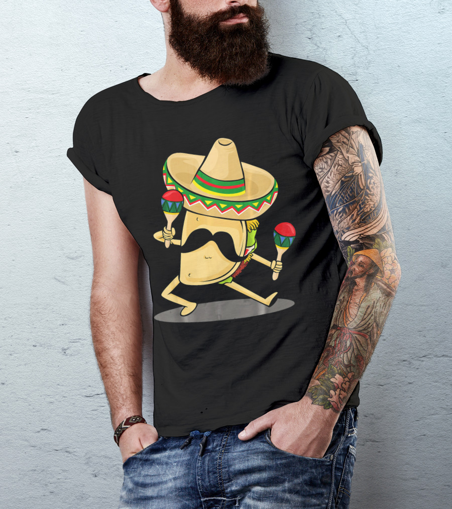 Cinco De Mayo Funny Taco Dancing Sombrero With Maracas T-Shirt