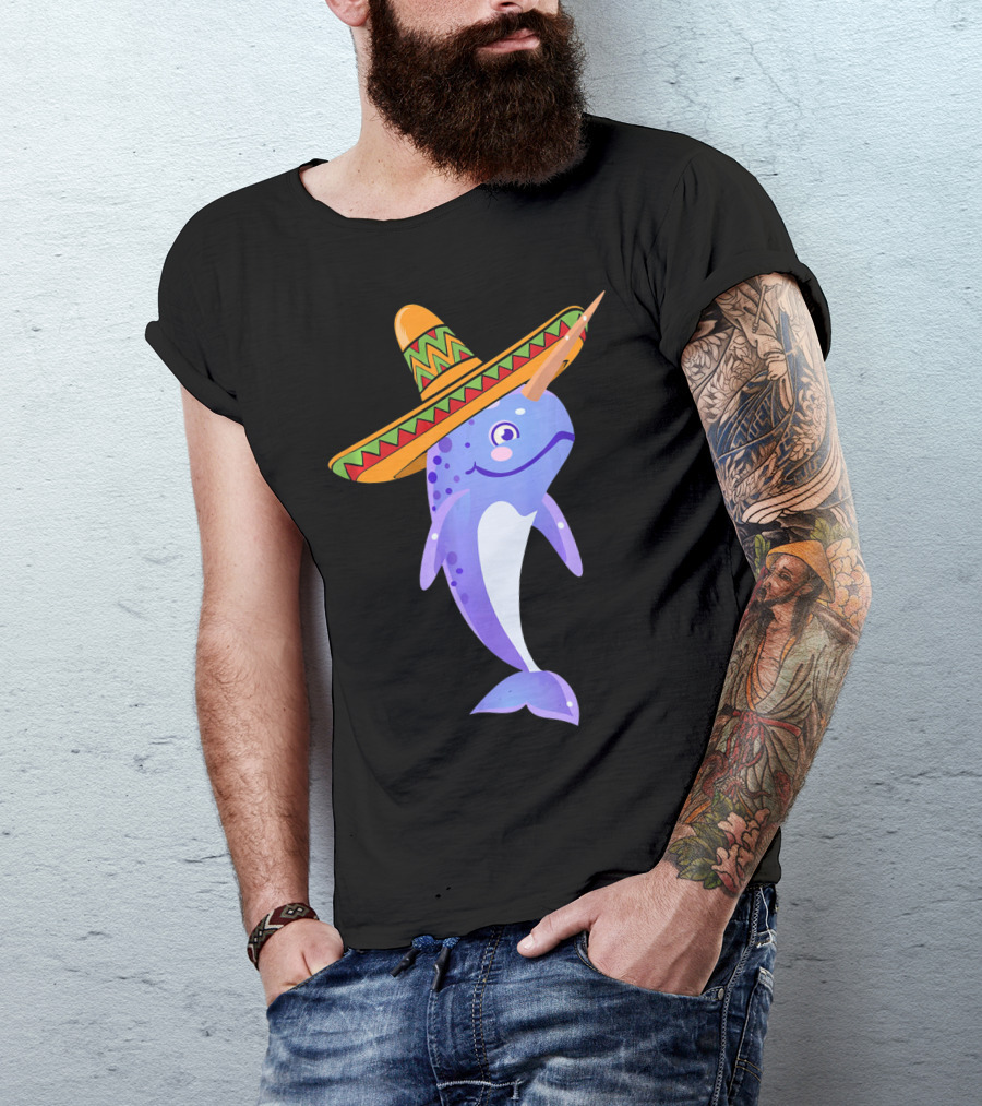 Narwhal Sombrero Mexican Fiesta Cinco De Mayo T-Shirt