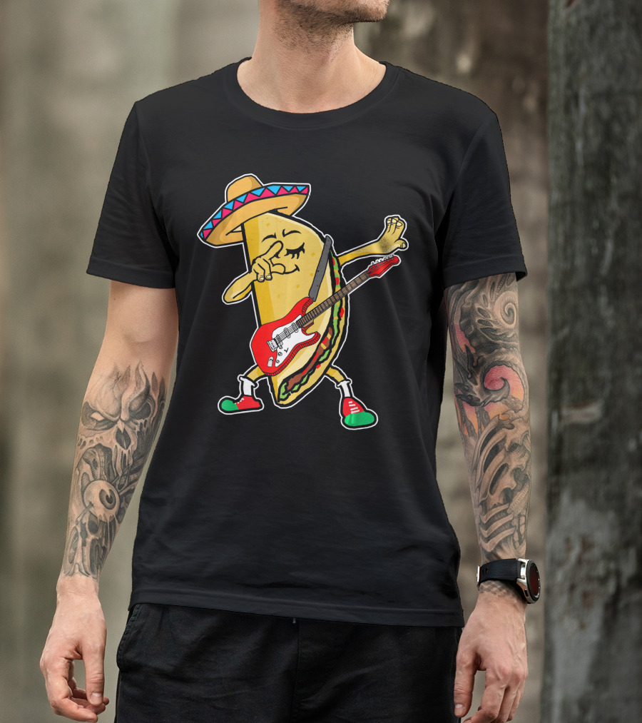 Dabbing Taco Sombrero Guitar Kids Mexican Fiesta T-Shirt