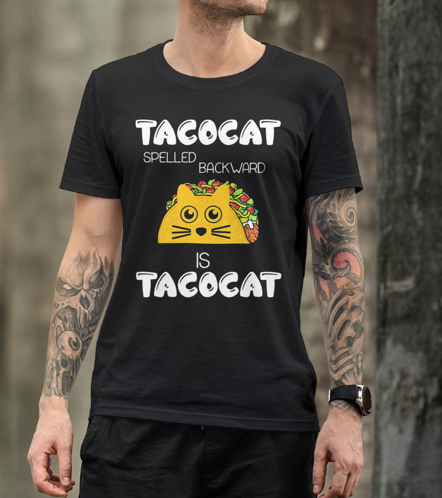 TacoCat Spelled Backward Is TacoCat Cinco De Mayo Cat Taco T-Shirt