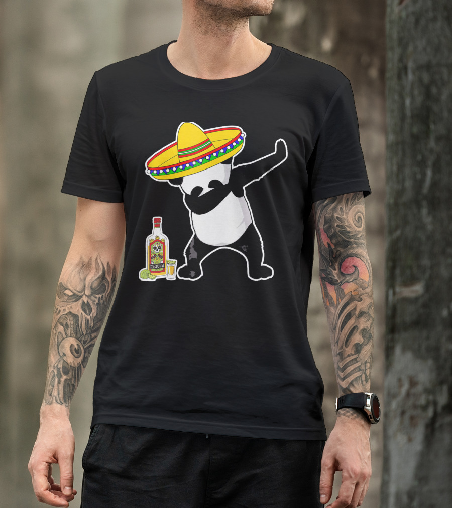 Cinco De Mayo Panda Dabbing With Sombrero And Tequila T-Shirt