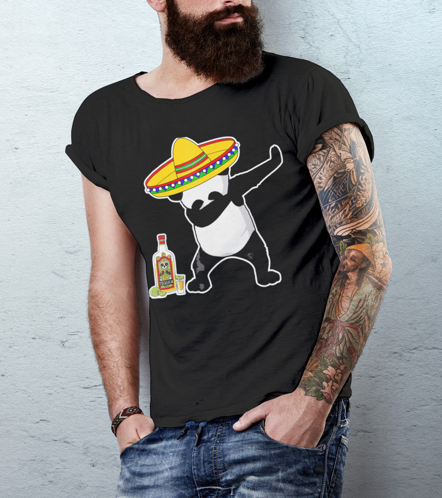 Cinco De Mayo Panda Dabbing With Sombrero And Tequila T-Shirt