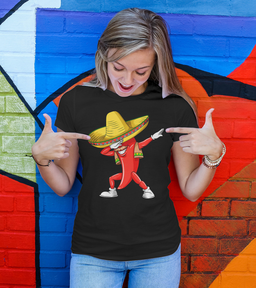 Dabbing Chili Pepper Sombrero Dance Cinco De Mayo T-Shirt
