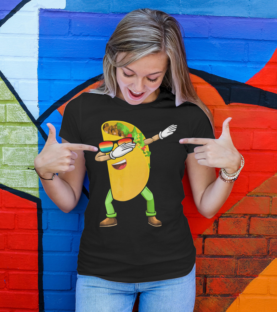Dabbing Taco With Sunglasses Cinco De Mayo Fiesta Fun T-Shirt